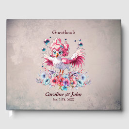 Livro De Visitas Um flamingo bonito no estilo cartoon,