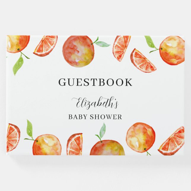 Livro De Visitas Um pequeno truque no caminho Chá de fraldas laranj (Frente)