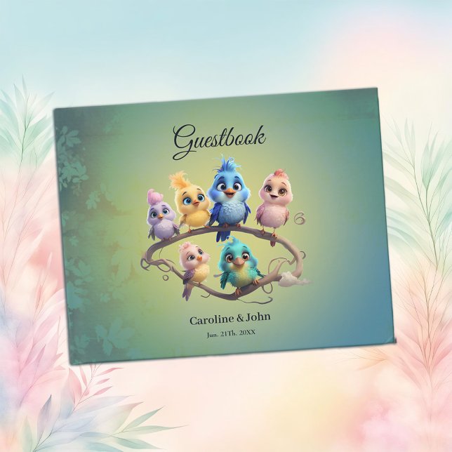 Livro De Visitas Uma bela parada de pássaros de desenho animado em  (Criador carregado)