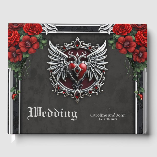 Livro De Visitas Uma simbiose gótica, cabelos elegantes e crânios (Frente)