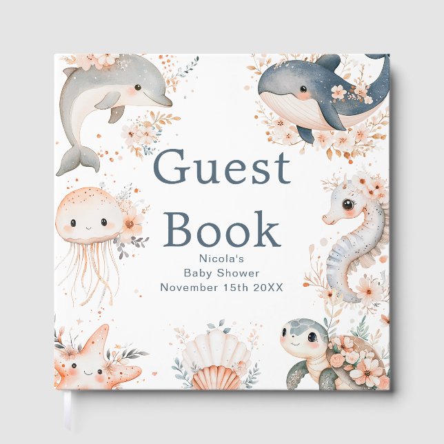 Livro De Visitas Under The Sea Animals Baby Shower (Frente)
