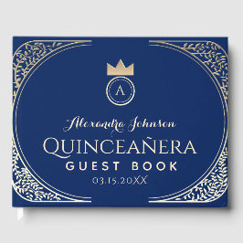 Livro De Visitas Único Elegante Qiunceanera Royal Blue Floral Doura
