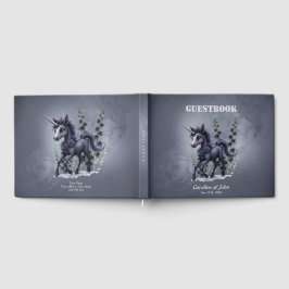 Livro De Visitas unicórnio estilizado em esplendor floral.