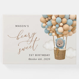 Livro De Visitas Urso Bastante, Balões Azuis, Primeiro Aniversário