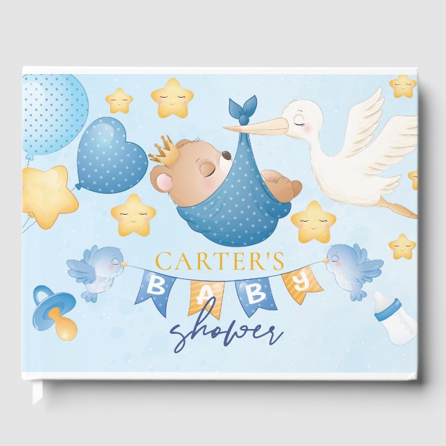 Livro De Visitas Urso-Bebê-Chá de fraldas Personalizado (Frente)