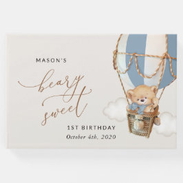 Livro De Visitas Urso de Teddy, Balão de Ar Quente Azul, Primeiro A