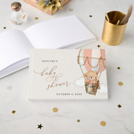 Livro De Visitas Urso de Teddy, Balão de Ar Quente Rosa, Chá de fra