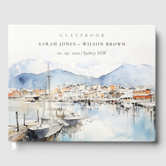 Livro De Visitas Ushuaia, Argentina Watercolor Landscape Wedding (Frente)