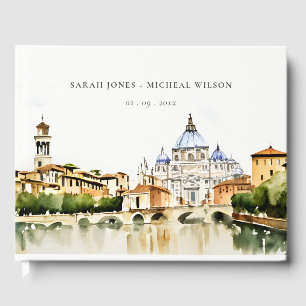 Livro De Visitas Vaticano Roma Itália Watercolor Landscape Weding