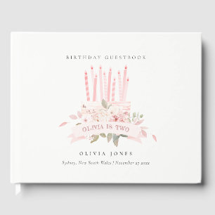 Livro De Visitas Velas De Bolo Floral Suave A Qualquer Idade Aniver