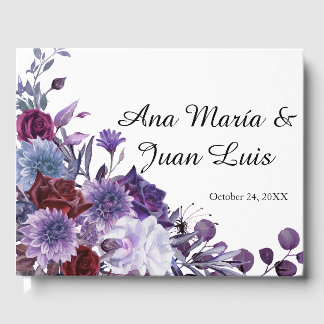 Livro De Visitas Velvet Bloom Burgundy & Lavender Floral Wedding