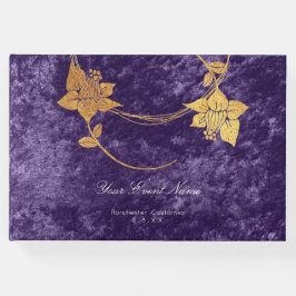 Livro De Visitas Velvet Purple Violet Grape Dourada Casamento Flora