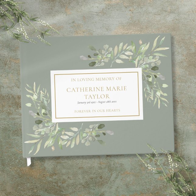 Livro De Visitas Verdade Em Adorável Memória Funeral (Greenery In Loving Memory Memorial Funeral Guest Book)
