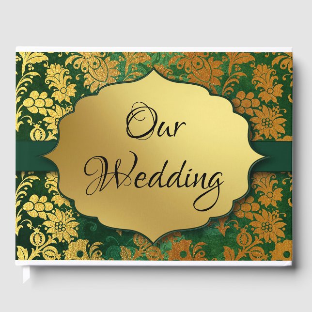 Livro De Visitas Verde e Dourado Floral (Frente)