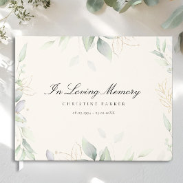 Livro De Visitas Verde "Em Memória Amorosa" Bege Funeral