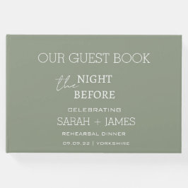 Livro De Visitas Verde Salvia na Noite Antes do Jantar de Ensaio