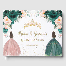 Vermelho Esmeralda Bege Rosa Floral Gêmeas Quincea