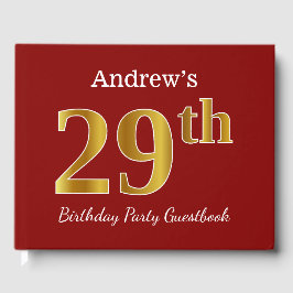 Livro De Visitas Vermelho, Faux Dourado 29ª Festa de aniversário + 