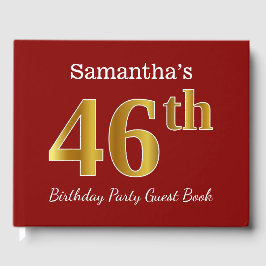 Livro De Visitas Vermelho, Faux Dourado 46ª Festa de aniversário + 