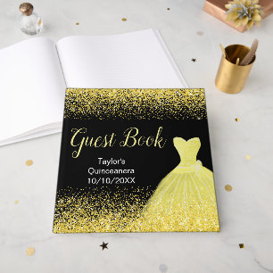 Livro De Visitas Vestido Amarelo Brilhante Faux Brilho Quinceanera