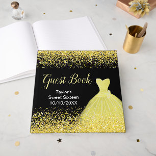 Livro De Visitas Vestido Amarelo Brilhante Faux Brilho Sweet 16 Ani