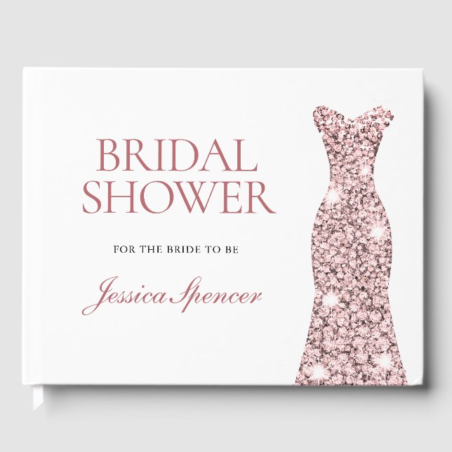 Livro De Visitas Vestido de Cintilação em Rose Gold para Chá de Noi (Frente)