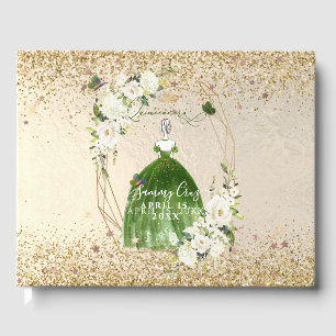 Livro De Visitas Vestido Verde Esmeralda Quinceanera H2 PixDezines 