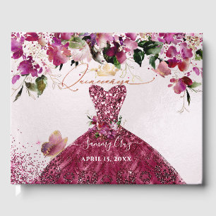 Livro De Visitas Vestido Vermelho Cereja Quinceanera da PixDezines
