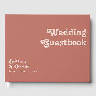 Livro De Visitas Vibes de Retro Simples Guestbook de Rosa antigo