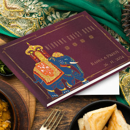 Livro De Visitas Vibrant Red and Dourado Indian Wedesasasasasak