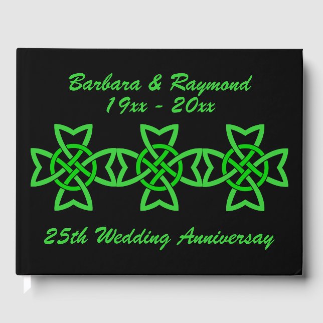 Livro De Visitas Vibrante Aniversário Verde - Irlandês Celta Nóse N (Frente)