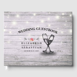 Livro De Visitas Vidro de Champanhe de Guestbook Luzes de Madeira