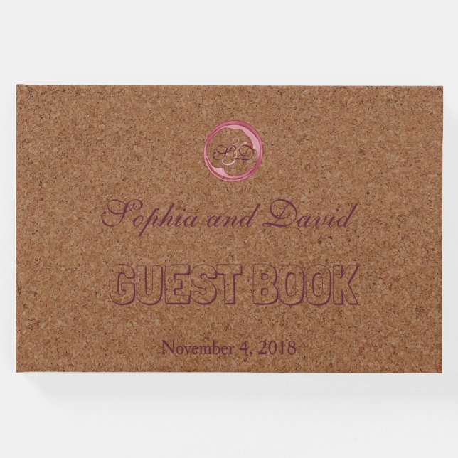 Livro De Visitas Vineyard Cork Stain Red Wine Casamento (Frente)