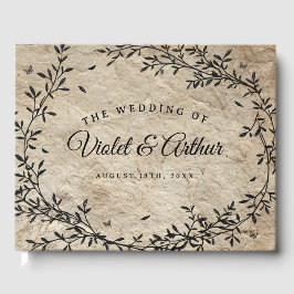 Livro De Visitas Vintage Botanical Wreath Wedding