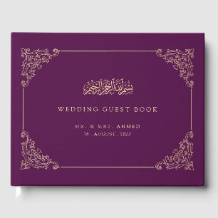 Livro De Visitas Vintage Casamento Islâmico Roxo-Muçulmano