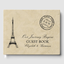 Livro De Visitas Vintage Eiffel Tower Paris Postmark Wedding