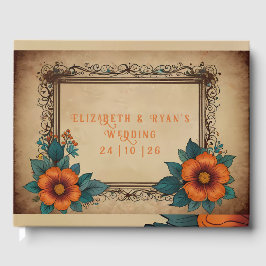 Livro De Visitas Vintage Floral Wedding Elegante