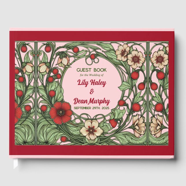 Livro De Visitas Vintage Garden Art Nouveau Wedding (Frente)
