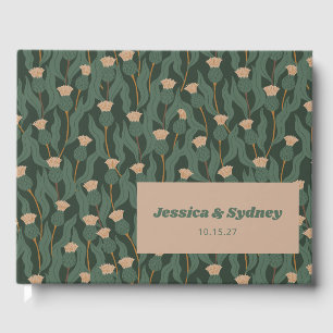 Livro De Visitas Vintage Green Blush Floral Boho Personalizado