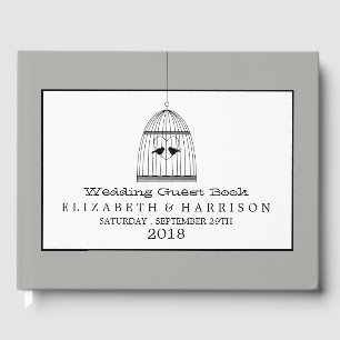 Livro De Visitas Vintage Heart Birdcage Wedding