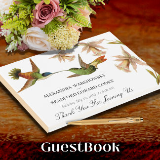 Livro De Visitas Vintage Hummingbird Watercolor Casamento
