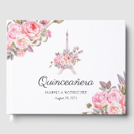 Livro De Visitas Vintage Paris Quinceanera, Cor Floral Rosa,