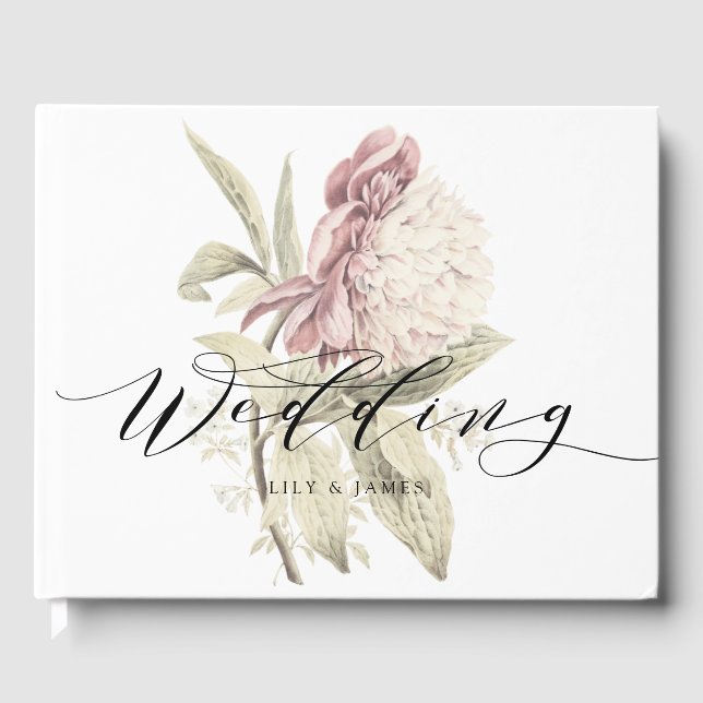 Livro De Visitas Vintage Peony Botanical Fine Art (Frente)