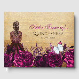 Livro De Visitas Vintage Princesa Rosa Borboleta Quinceañera