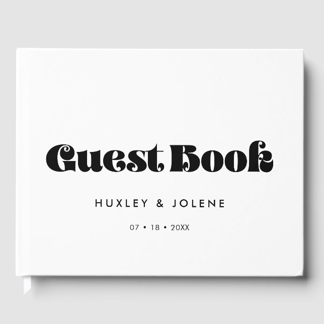 Livro De Visitas Vintage retro script White (Frente)