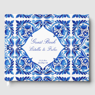 Livro De Visitas Vintage Talavera Azulejo - azulejo azul personaliz