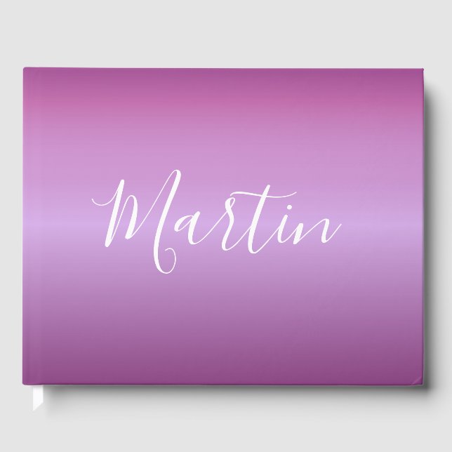 Livro De Visitas Violeta Roxa e Script Branco Personalizado (Frente)