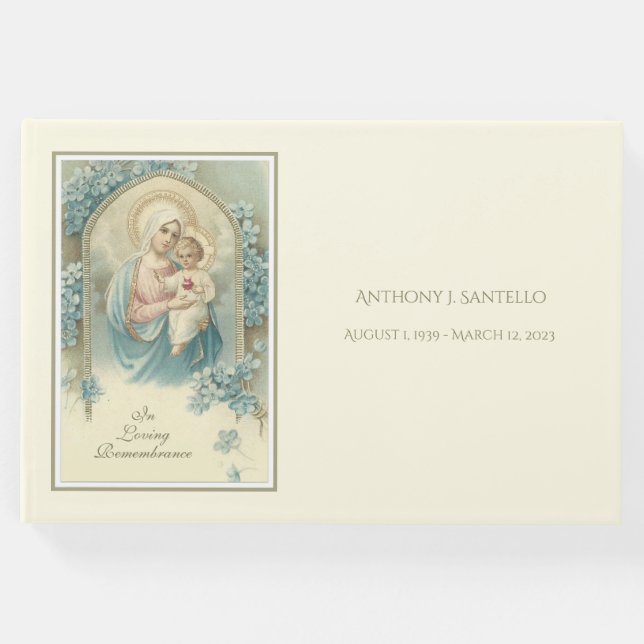 Livro De Visitas Virgem Católica Mary Jesus Memorial Funeral (Frente)