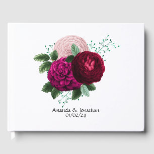 Livro De Visitas Viva Magenta Floral Wedding