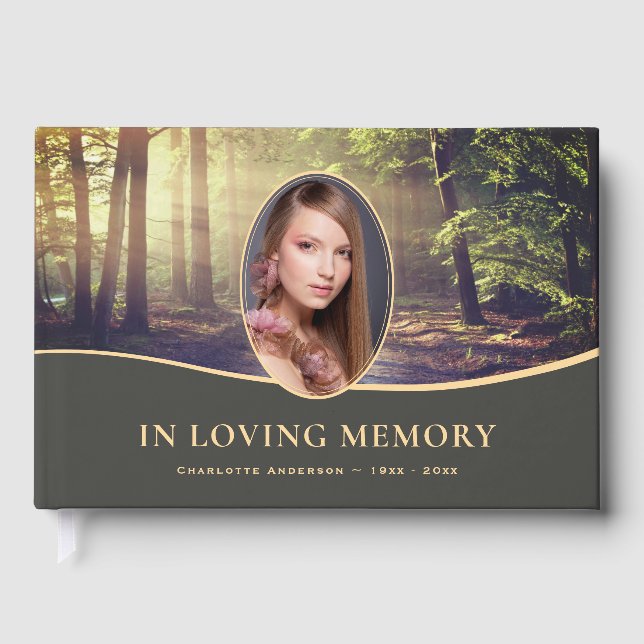 Livro De Visitas Walk In Forest Photo Funeral Memorial (Frente)